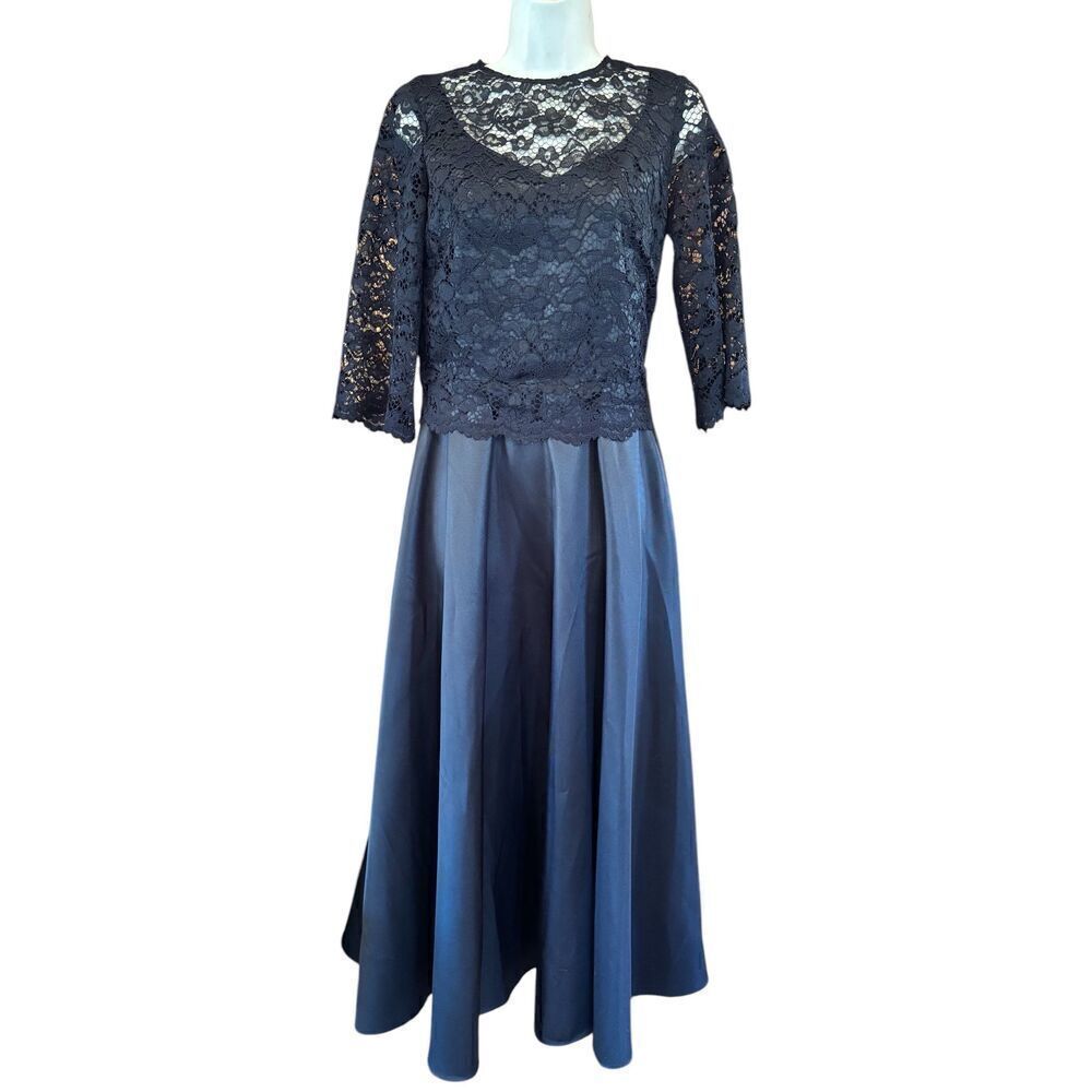 Co|te Lace & Satin Midi Dress in Black NWT Size 40/ US 6